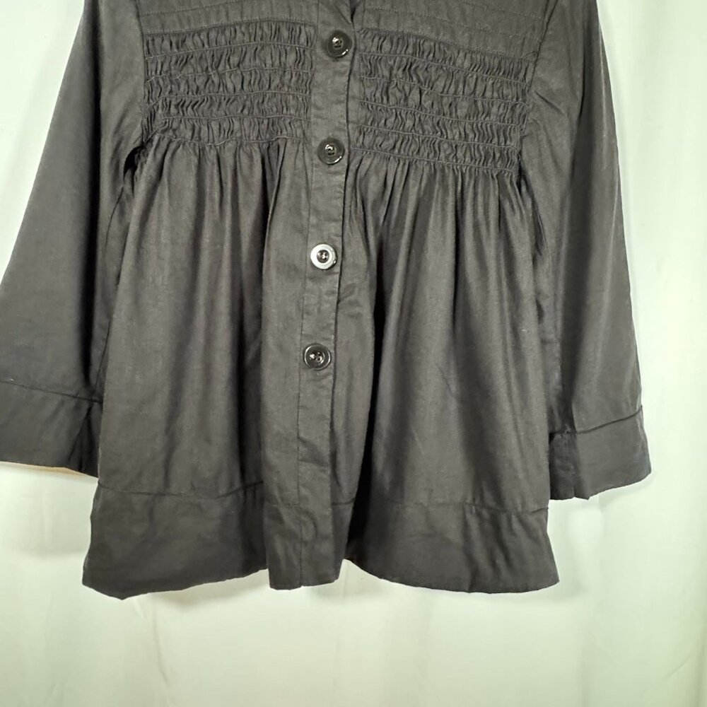 Max Studio Women’s Cropped Linen Jacket Size Large Black Rayon Lining - Picture 4 of 14